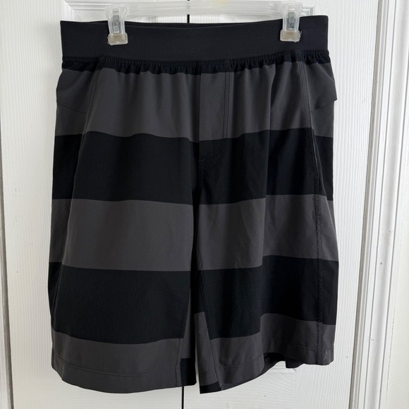 Lululemon Other - Lululemon Pace Breaker Shorts Mens Large L Striped Black Grey Athletic Gym Run